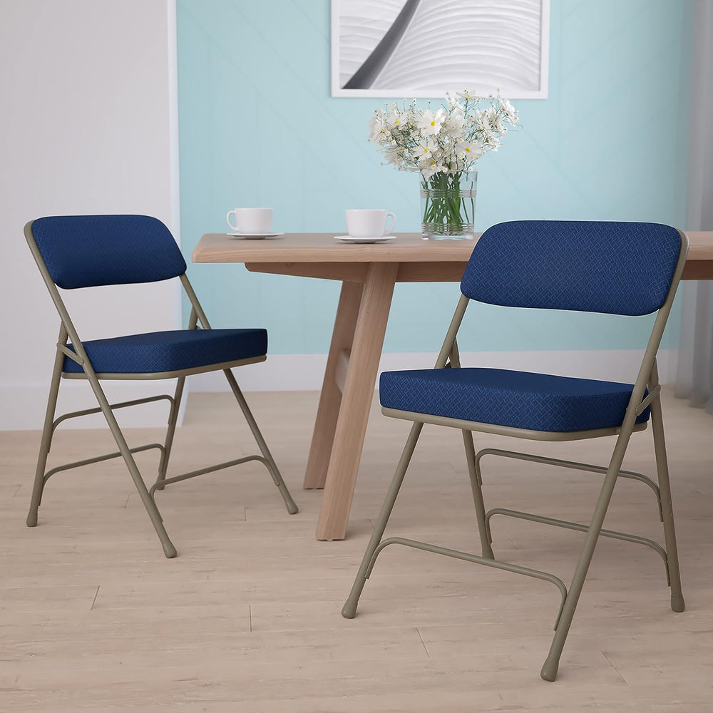 Flash Furniture Hercules Series Metal Folding Chairs with Cushioned Seat, Fab...