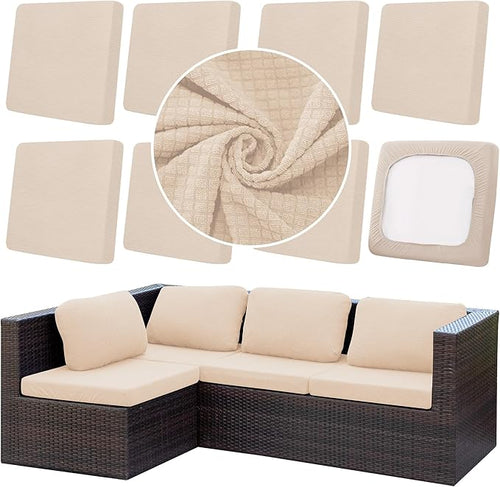 8Pcs Outdoor Cushion Covers, Patio Cushion Covers, Stretch Elastic Slipcovers by dreahoteztil