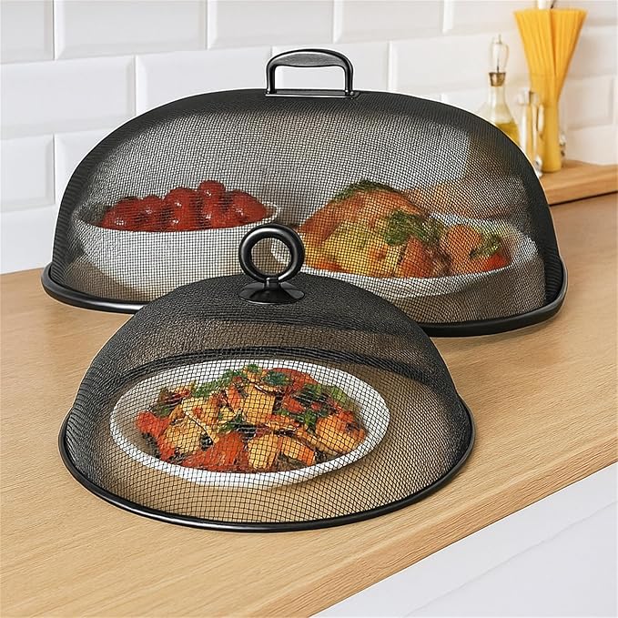 8 Pack Metal Mesh Screen Food Covers, 2 Large and 6 Small Sets, Reusable Metal - Image 3