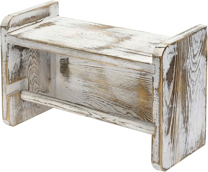 MyGift Farmhouse Paper Towel Holder, Shabby Whitewashed Wood Farmhouse Wall - Image 6
