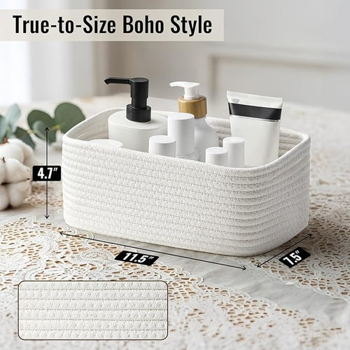 8 Pack Small Storage Baskets for Organizing, Woven Rope Bins for Bathroom - Image 2