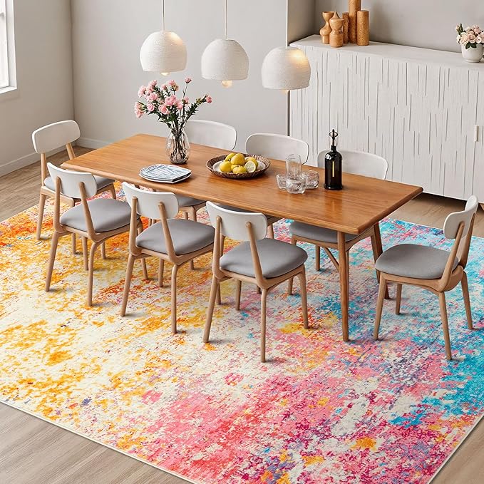 Rugflix 6x9 Area Rugs for Living Room, Washable Large Multicolor Rug - Image 3