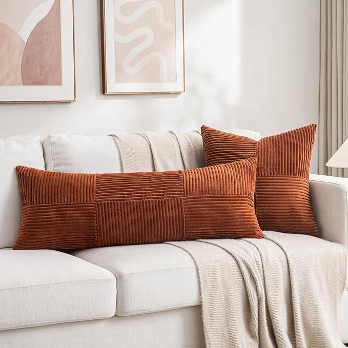 Fancy Homi 2 Packs Rust Decorative Throw Pillow Covers 20x20 Inch - Image 7