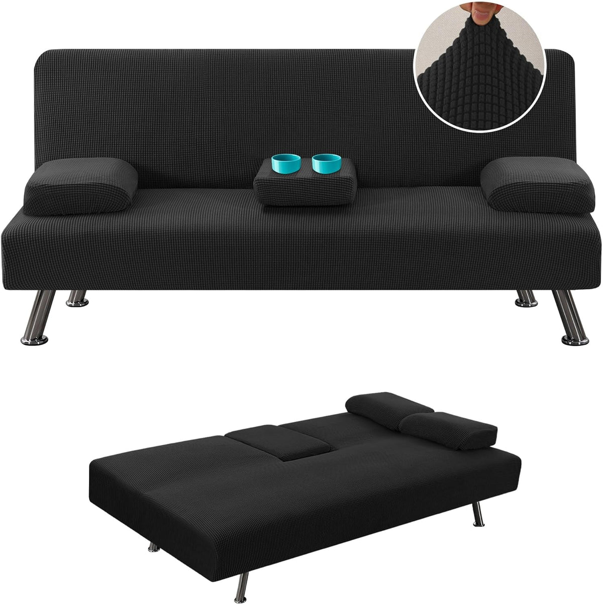 h.versailtex 4 pieces stretch futon covers sofa bed, main product view