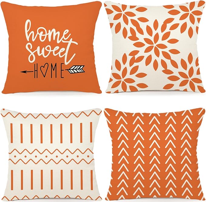 YCOLL Fall Pillow Covers 18x18 Set of 4, Modern Sofa Throw Pillow Cover by PillowCoversExpert