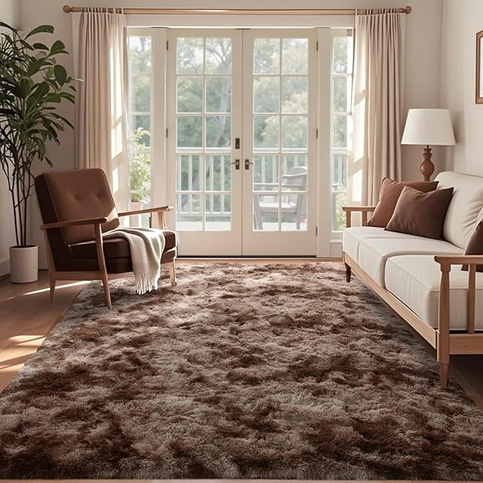 6x9 Ft Large Shag Brown Area Rug by Cuzwlovita