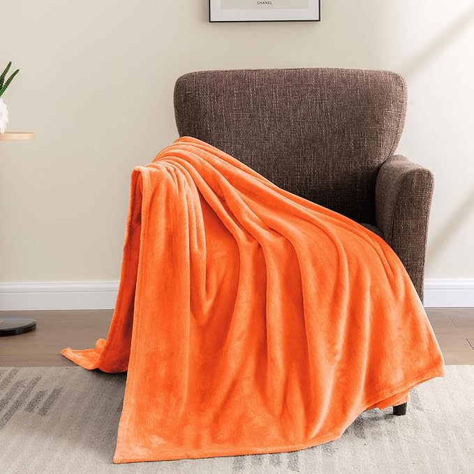 BEDELITE Fleece Blanket Twin Size Orange Throw Blanket - Image 7