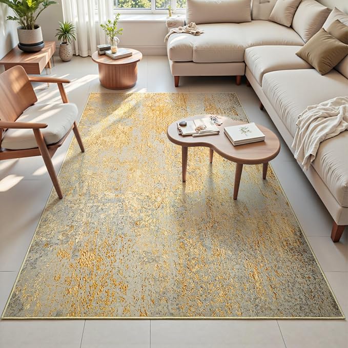 Area Rug 4x6 Rug Washable Boho Rugs Non Slip Low Pile Abstract Small Carpet - Image 2