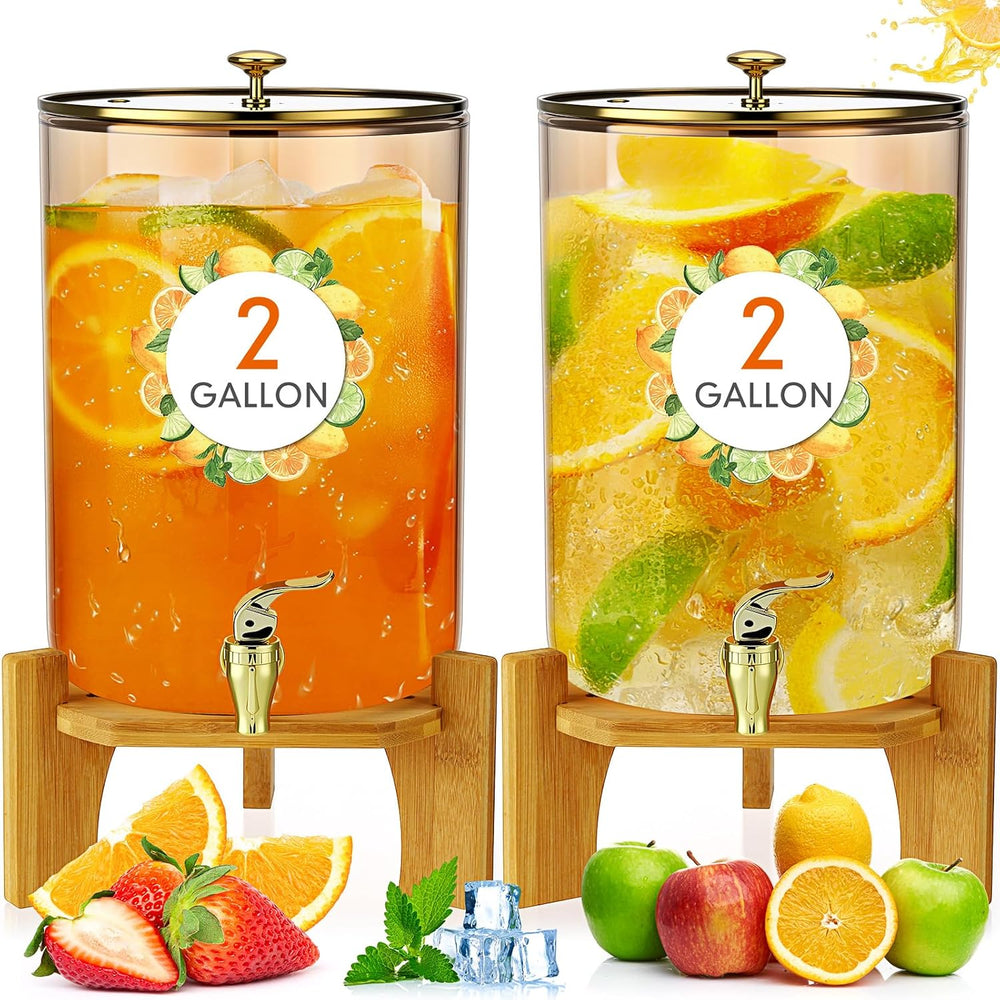 Honeydak 2 Pack 2 Gallon Each Amber Glass Drink Dispensers