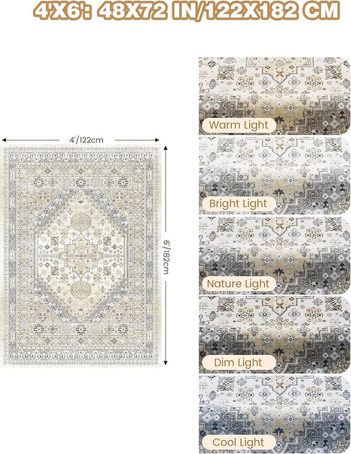 4x6 Area Rugs for Living Room, Non-Slip Backing Small Kids Rugs for Bedroom - Image 2