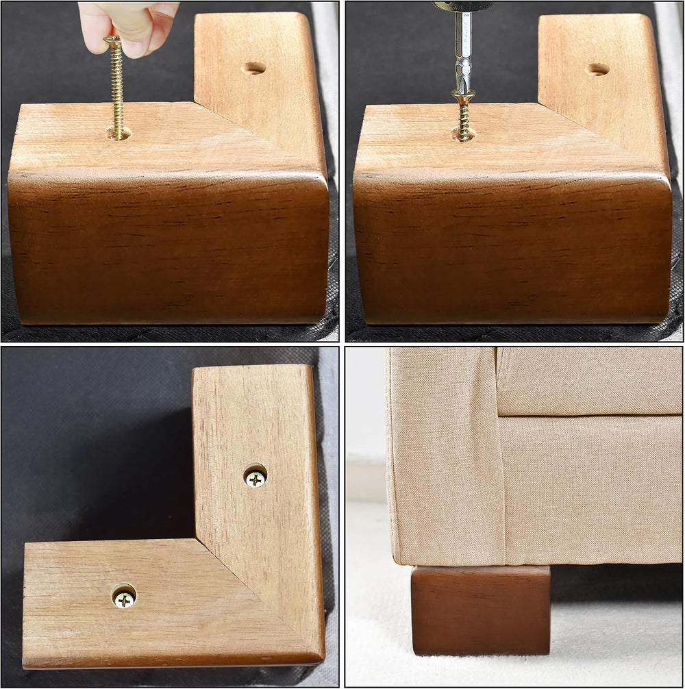 Solid Wood Legs for Furniture, L-Shaped Bed Risers, Furniture Legs for Sofa C...