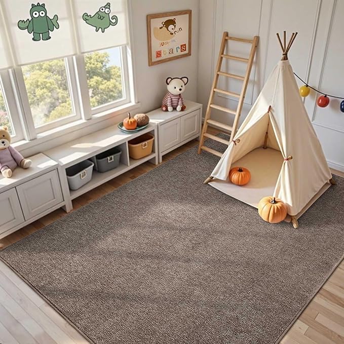 FinRèc 4x6 Washable Area Rugs for Bedroom Living Room, Low Pile Thin Rug Solid - Image 5