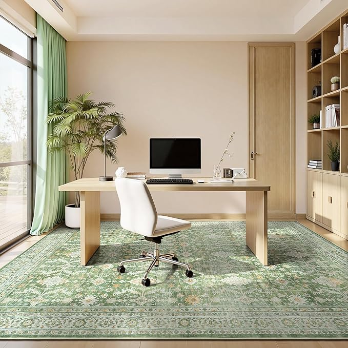 Lofus 9x12 Area Rug for Living Room, Light Green Washable Area Rugs - Image 3