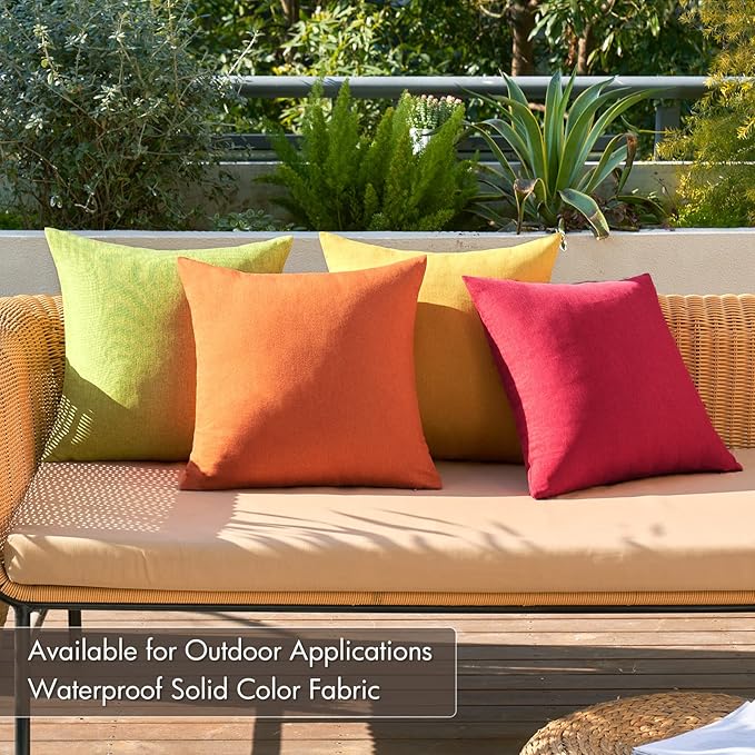 MIULEE Pack of 4 Decorative Outdoor Throw Pillow Covers Linen Waterproof Pillow - Image 2