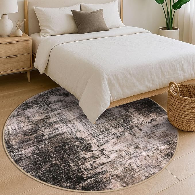 IOHOUZE Abstract Round Area Rug 6 Ft Washable Circle Rugs Large Round Rug Non - Image 7