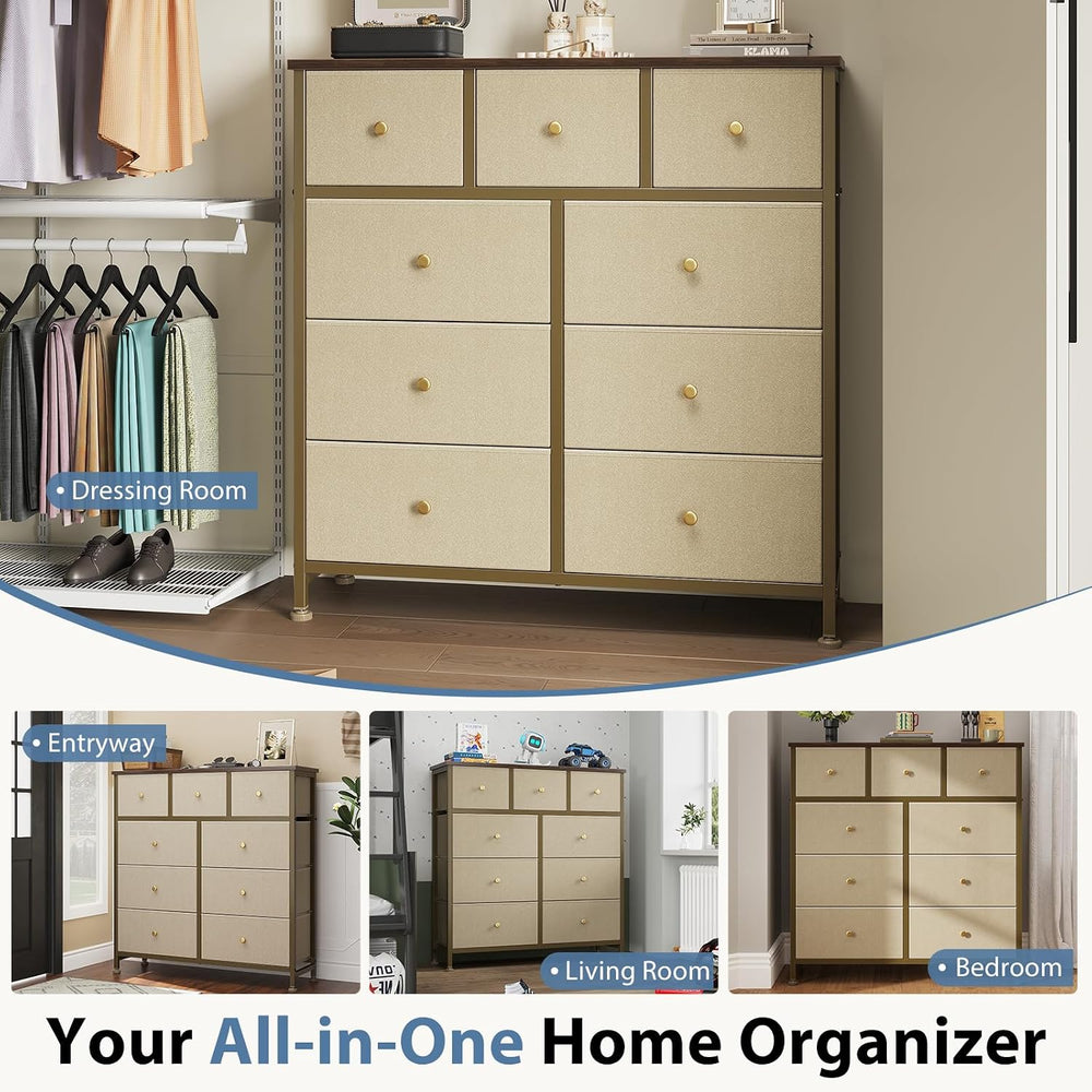 DUMOS 9 Drawer Dresser for Bedroom, Storage Organizer Chest of Drawers