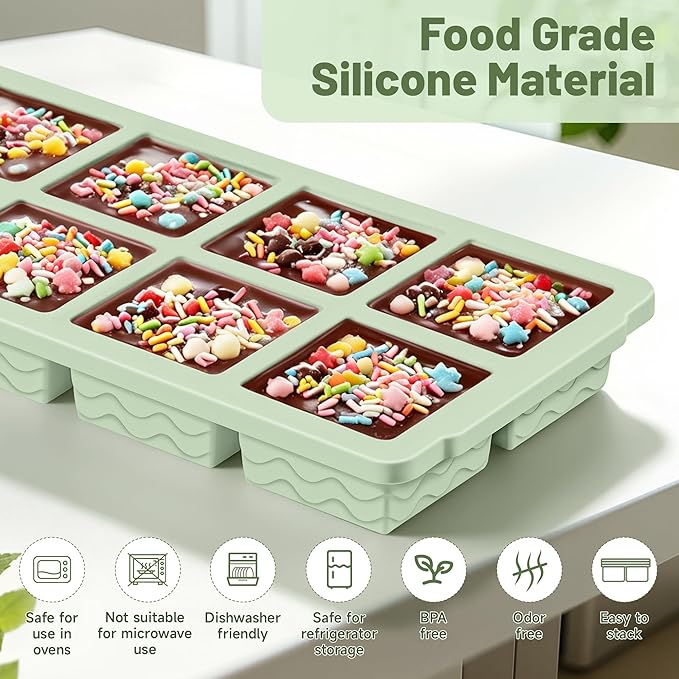Aopigavi 2-Pack Ice Cube Trays, 10 Cubes 2 Tbsp. Silicone Freezer Molds - Image 3