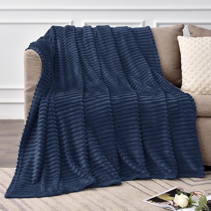 BEDELITE Fleece Blanket Twin Size – 3D Ribbed Jacquard Soft and Warm Decorative - Image 2