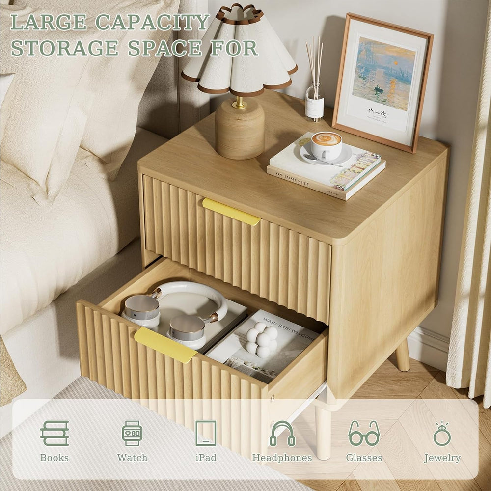LYNSOM Fluted Dresser and Nightstand Set, 3 Pieces Bedroom Set, 55 Inch Wide ...