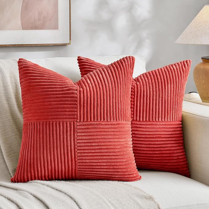 Fancy Homi 2 Packs Red Decorative Throw Pillow Covers 22x22 Inch by Fancy+Homi