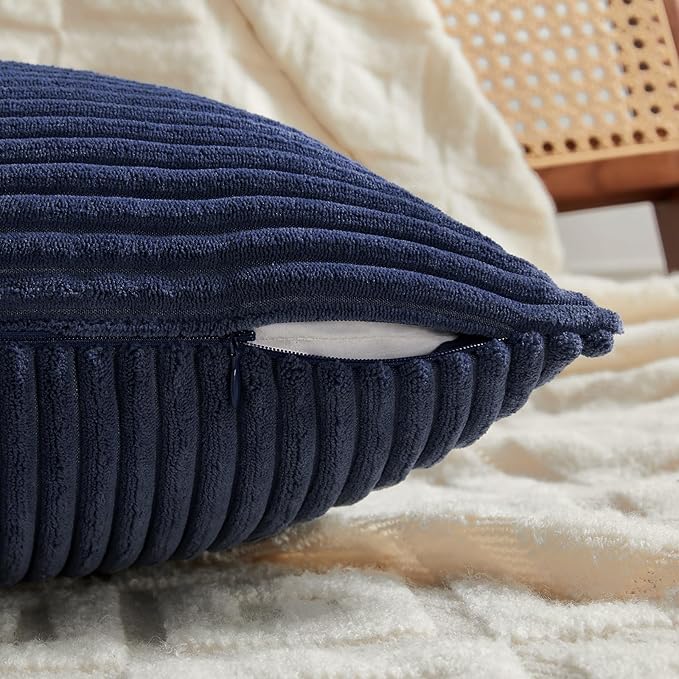 Fancy Homi 2 Packs Navy Blue Lumbar Decorative Throw Pillow Covers 16x32 Inch - Image 3