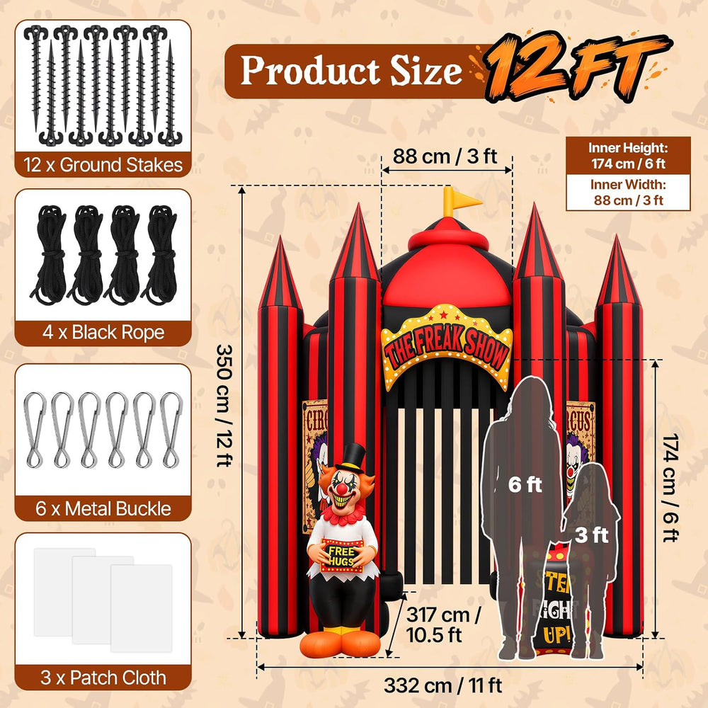 Kalolary 12FT Tall Halloween Inflatables Scary Clown Arch Haunted House