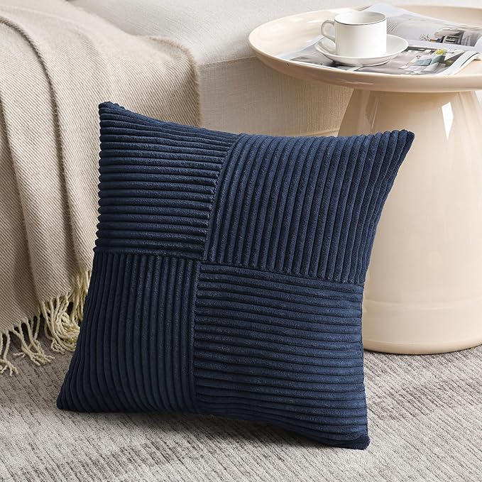 Fancy Homi 2 Packs Navy Blue Decorative Throw Pillow Covers 16x16 Inch - Image 2