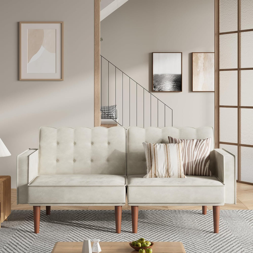 Furnify 71" Velvet Futon Sofa Bed, Versatile Loveseat Couch, Sleeper Sof...