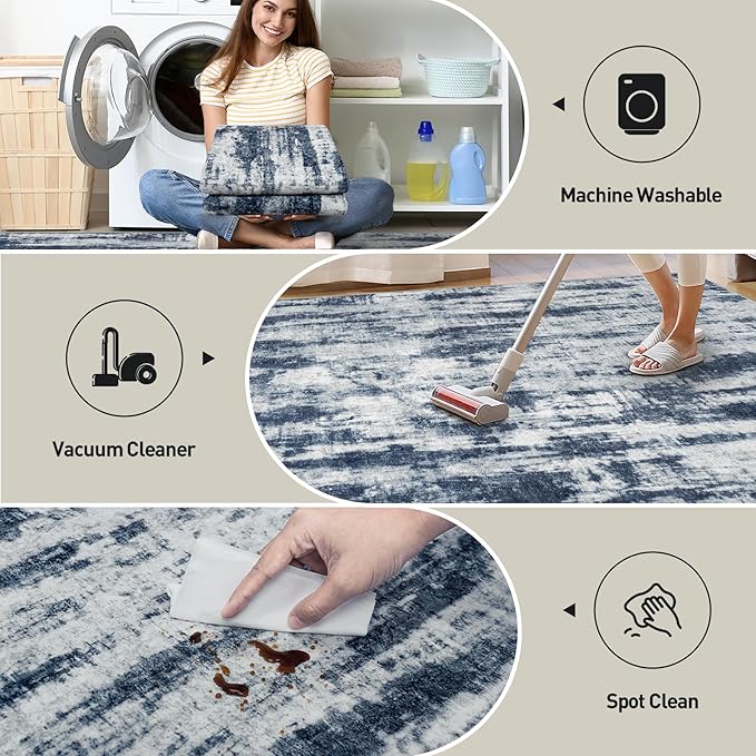 2'6''x8' Runner Rugs Washable Rug: Modern Abstract Living Room Rug Soft - Image 4
