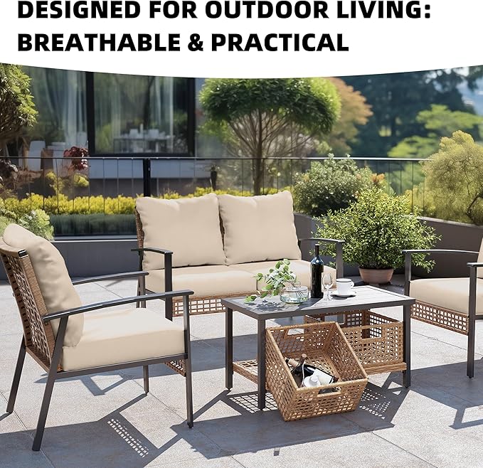 14Pcs Outdoor Cushion Covers, Patio Cushion Covers, Stretch Elastic Slipcovers - Image 4