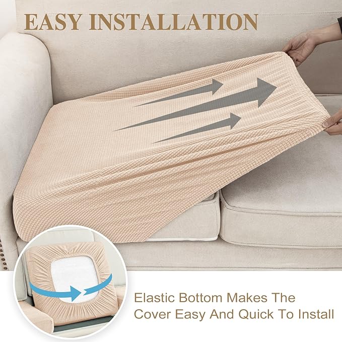 Couch Cushion Covers for Sectional Sofa L Shape Washable Separate Seat Chaise - Image 5
