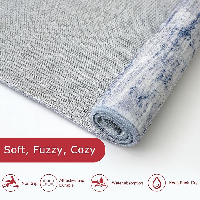 KOZYFLY Modern Abstract Washable Rug Runner 2.6x16 Hallway Rug Runner Non-Slip - Image 6