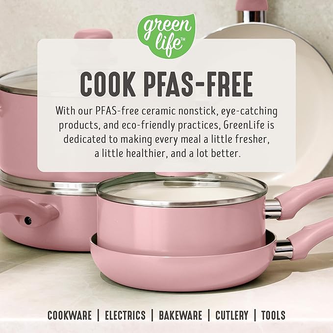 GreenLife 2-Piece Nonstick Frying Pan Set, 8” & 10” Skillets, Non-Toxic C...