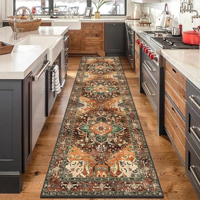 Yamaziot Washable Runner Rug, 3x10 Non-Slip Boho Vintage Hallway Rug by Yamaziot