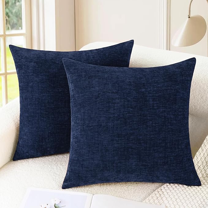CaliTime Throw Pillow Covers Decorative 22 X 22 Inches Pack of 2 Cozy Chenille by CaliTime