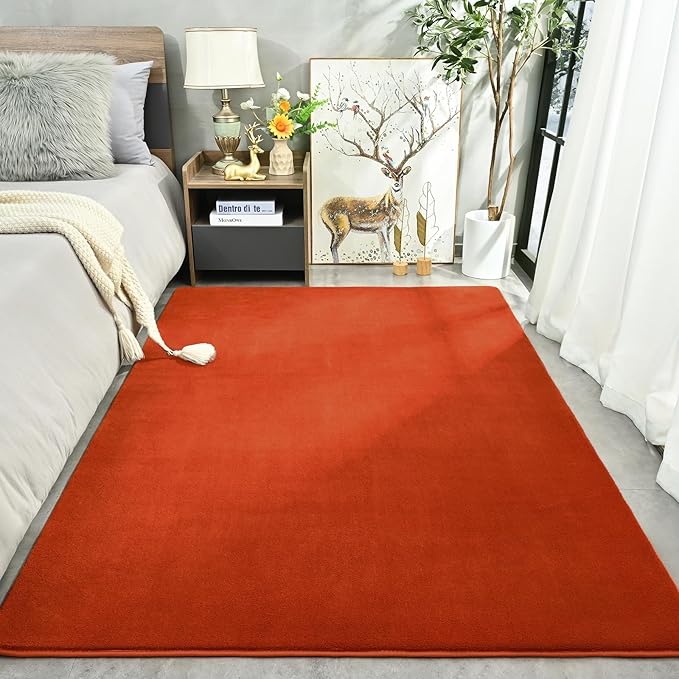 Amearea Large Modern Area Rugs for Bedroom Living Room, 5x8 Feet Orange - Image 2
