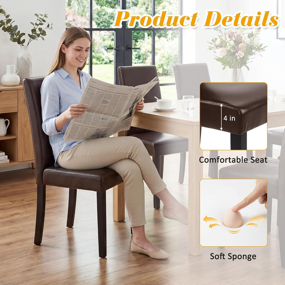 LSSPAID Dining Chairs Set of 6, Upholstered Leather Parsons Dining Room Chair...