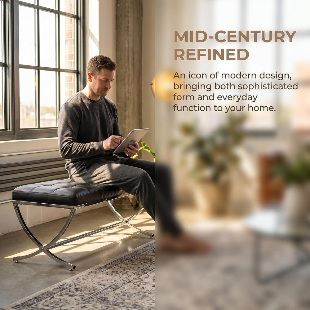 DUOMAY Modern Tufted Ottoman Bench, 45.75" W x 16.5" D x 19.25&quot...
