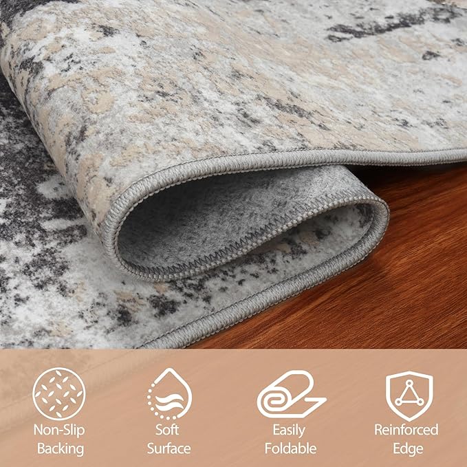4x6 Area Rugs for Living Room Rug Washable: Abstract Rug for Dining Room - Image 4