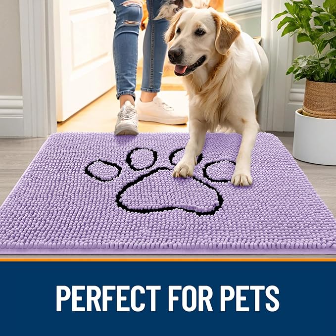 OLANLY Dog Door Mat for Muddy Paws 48x30, Paw Print Design, Absorbs Moisture - Image 6