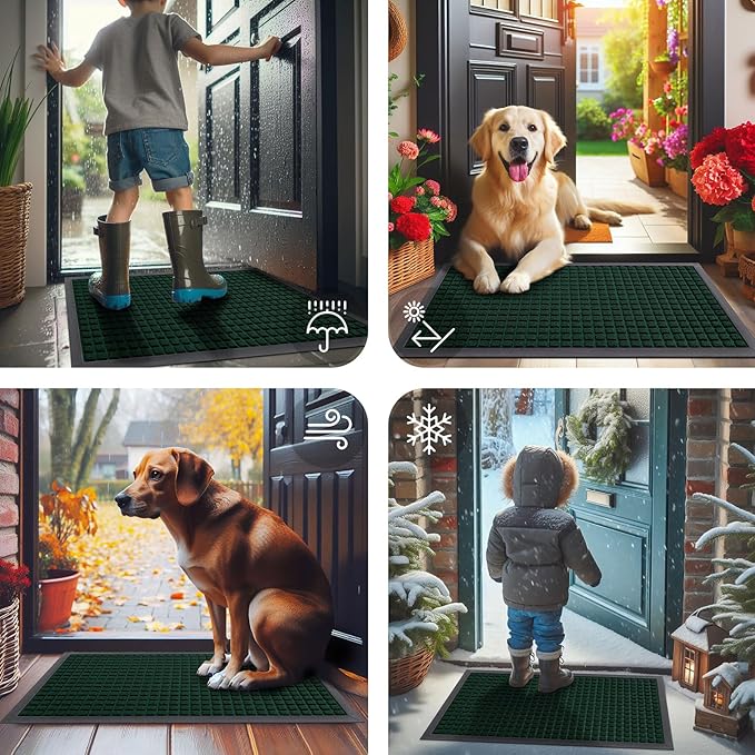 Smiry Front Door Mat Outside Entrance, Heavy Duty Natural Rubber Doormat - Image 7