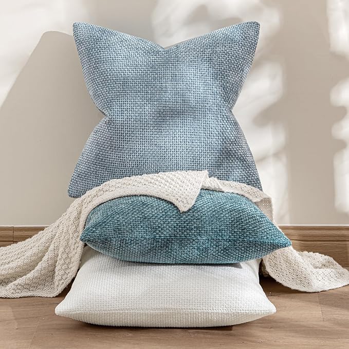 MIULEE Pack of 2 Couch Throw Pillow Covers 20x20 Inch Coastal Light Blue Modern - Image 4