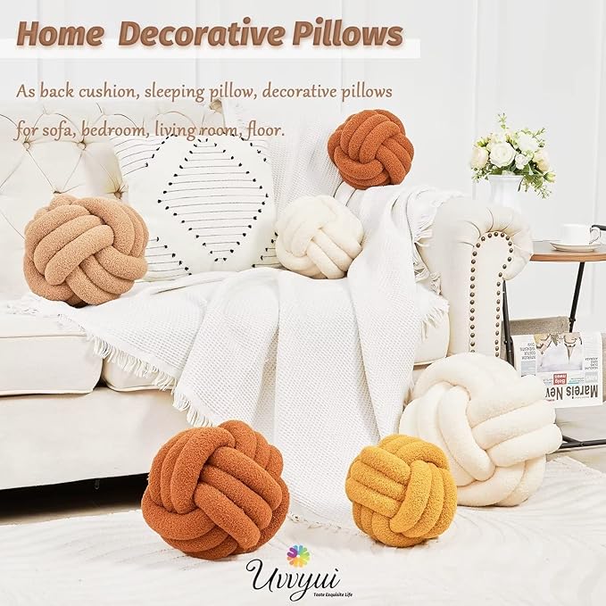 Uvvyui Knot Pillow Ball, Soft Home Decorative Pillows, Round Throw Pillow - Image 5