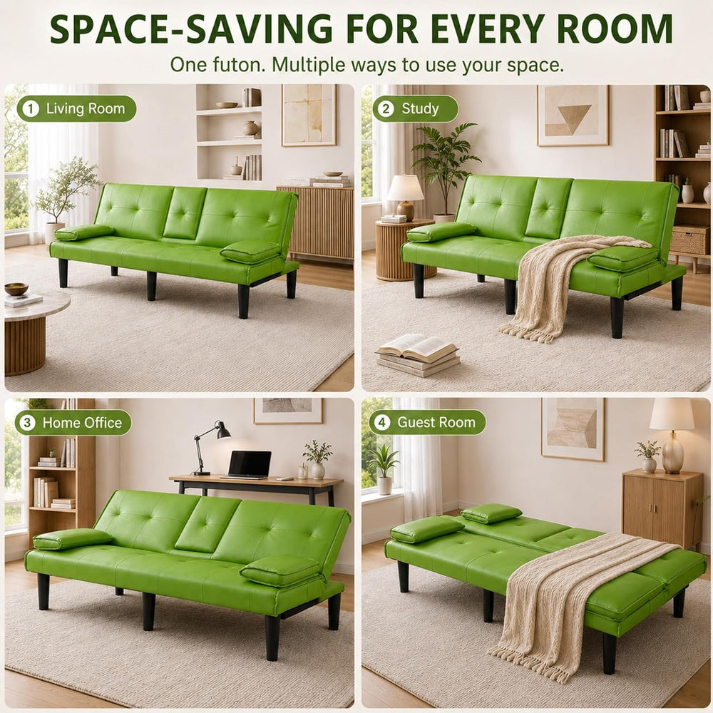 67"Modern Futon Sofa Bed,Convertible 3 in 1 Sleeper Bed Couches with Adj...