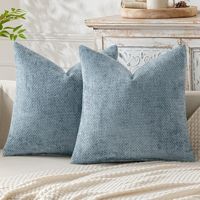 MIULEE Pack of 2 Couch Throw Pillow Covers 20x20 Inch Coastal Smoke Blue Modern by MIULEE