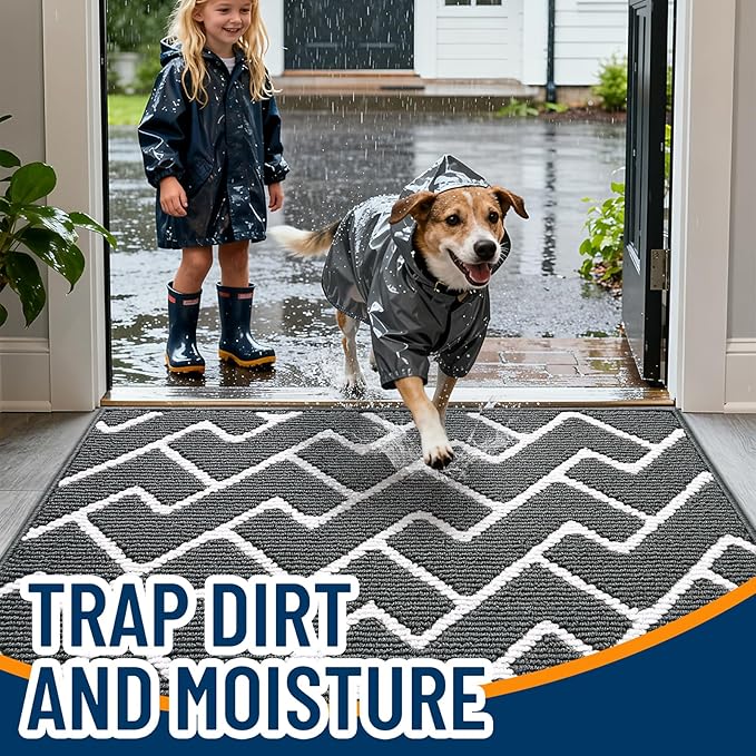 OLANLY Front Door Mat, Non-Slip Rubber Backing, Dirt Resistant and Absorbent - Image 2