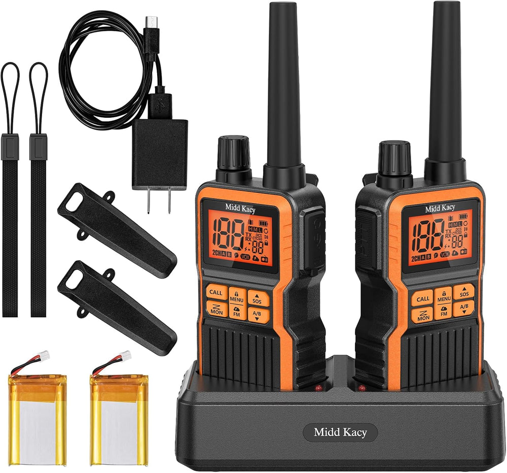 Midd Kacy MK108 Walkie Talkies Long Range, GMRS 2 Way Radio (2 Pack)