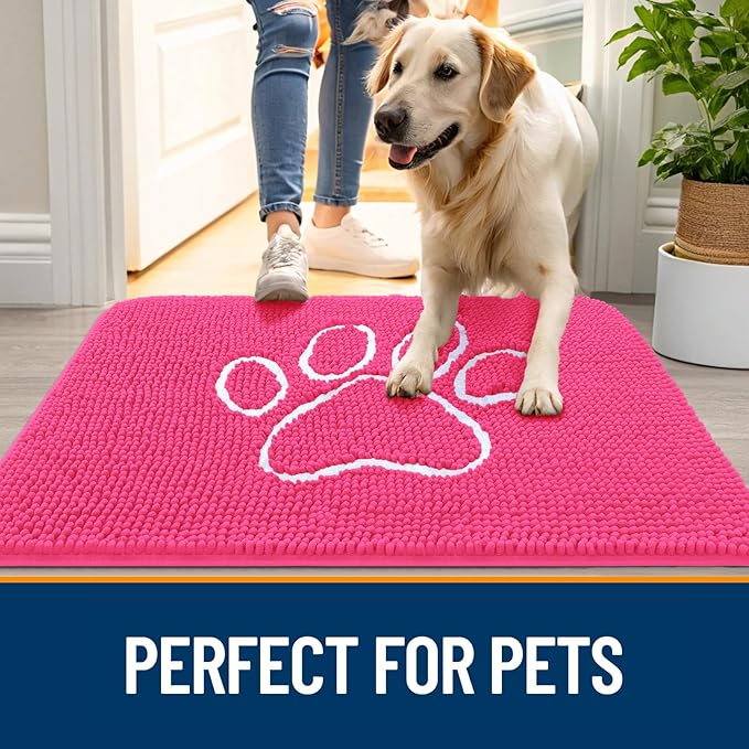 OLANLY Dog Door Mat for Muddy Paws 36x24, Paw Print Design, Absorbs Moisture - Image 6