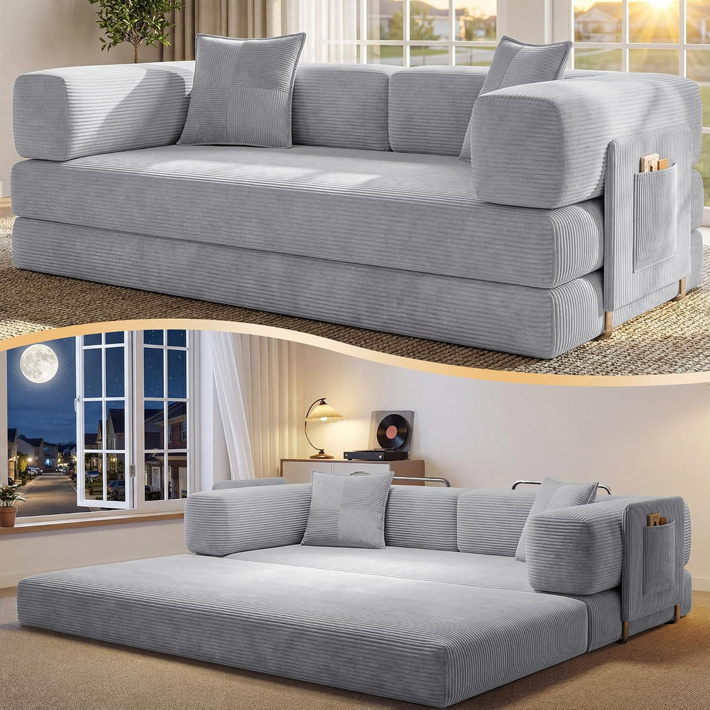 78.8" Convertible Futon Sofa Bed, Boneless Couch for Living Room