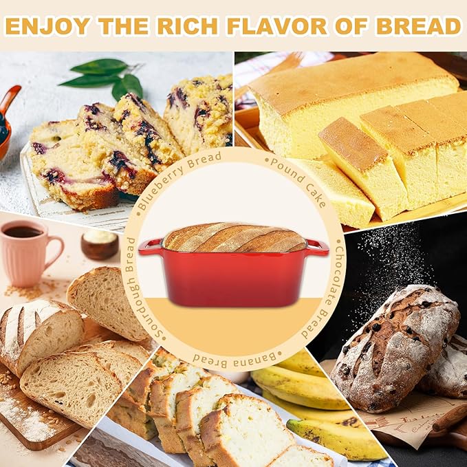 3.6QT Oval Enameled Cast Iron Dutch Oven, Sourdough Bread Baking Pan